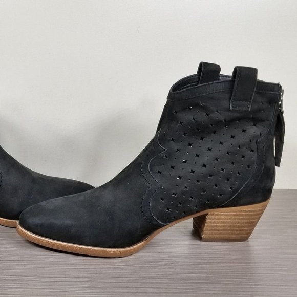 Sam Edelman Reynolds Block Heel Bootie, Black Nubuck, Womens Size 5 - Picture 6 of 9